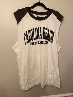 Carolina Beach North Carolina Muscle Tank - White & Brown